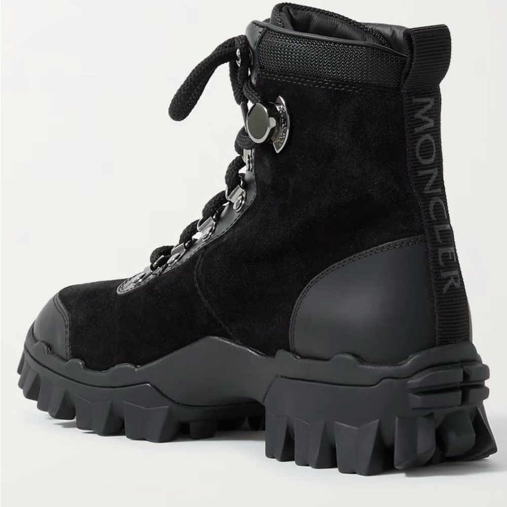 Moncler Helis logo-print leather-trimmed suede ankle boots